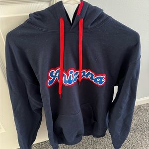 University of Arizona sweatshirt with stitching detail on the hood